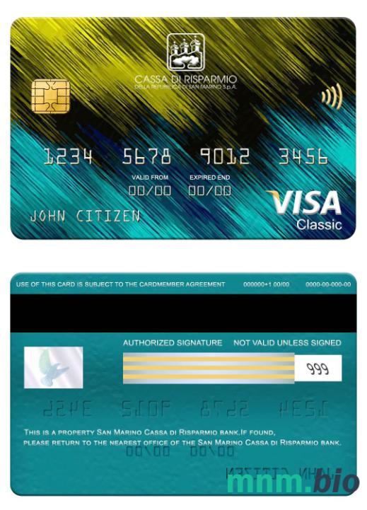 San Marino Cassa di Risparmio bank visa klasyczny karta przykład w formacie PSD